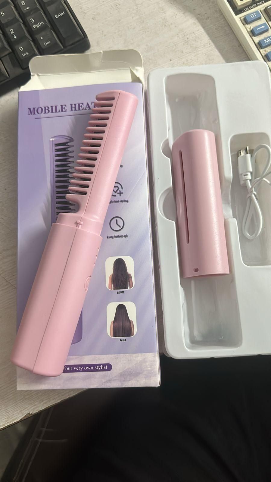 Portable Cordless Hair Straightener Comb – 2-Minute Instant Smooth Hair