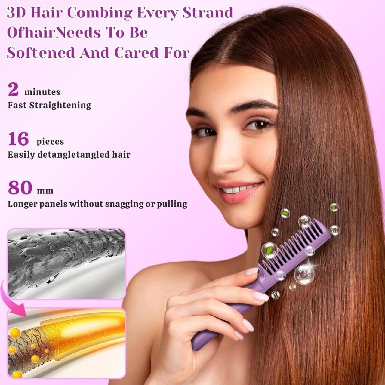 Portable Cordless Hair Straightener Comb – 2-Minute Instant Smooth Hair