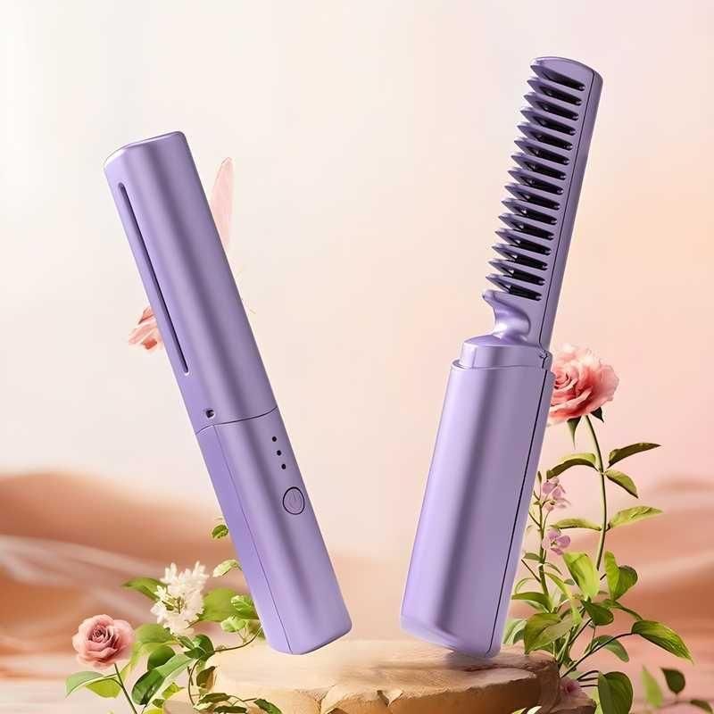 Portable Cordless Hair Straightener Comb – 2-Minute Instant Smooth Hair