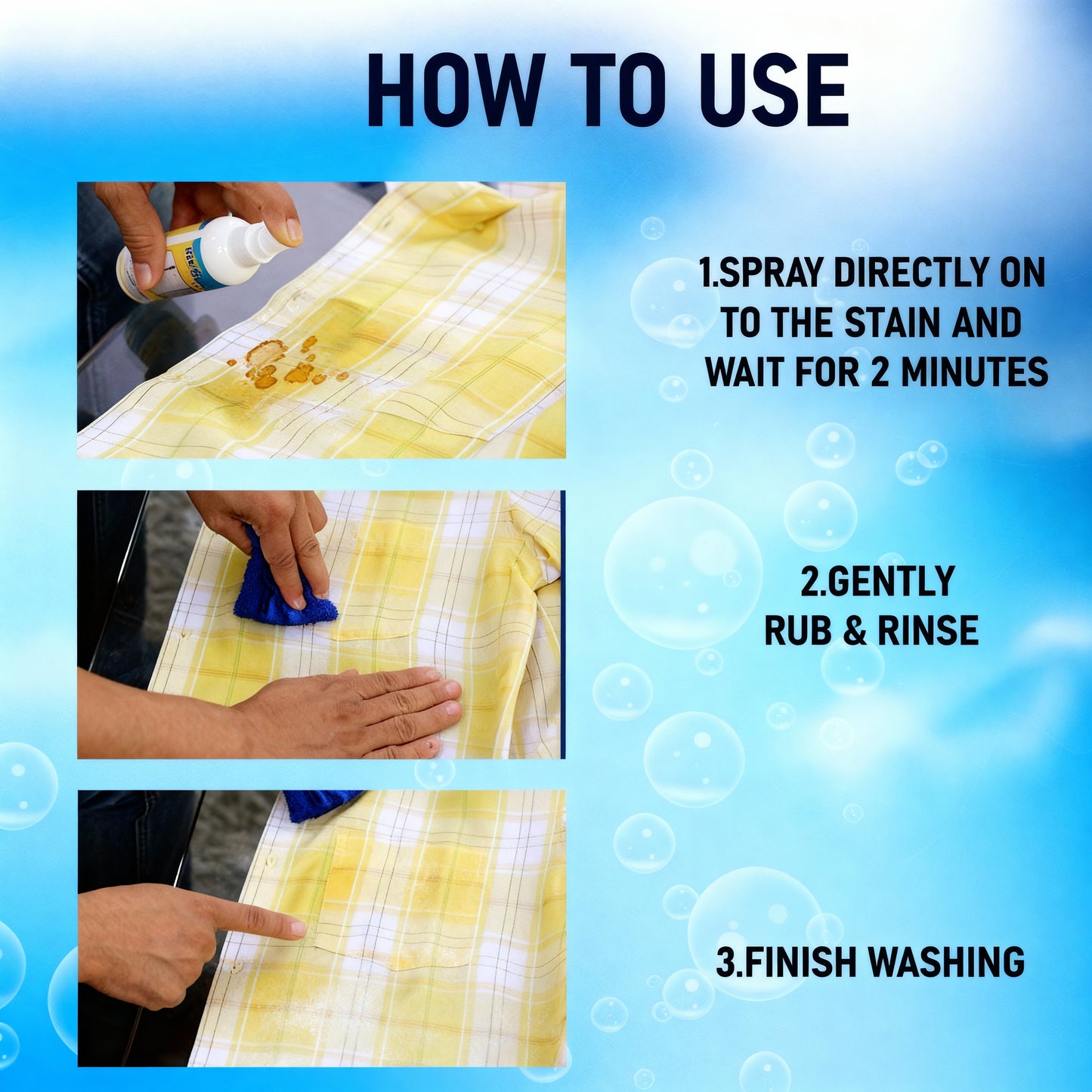 2-Minute Instant Stain Remover – Removes Haldi, Coffee, Ink, Makeup & Food Stains